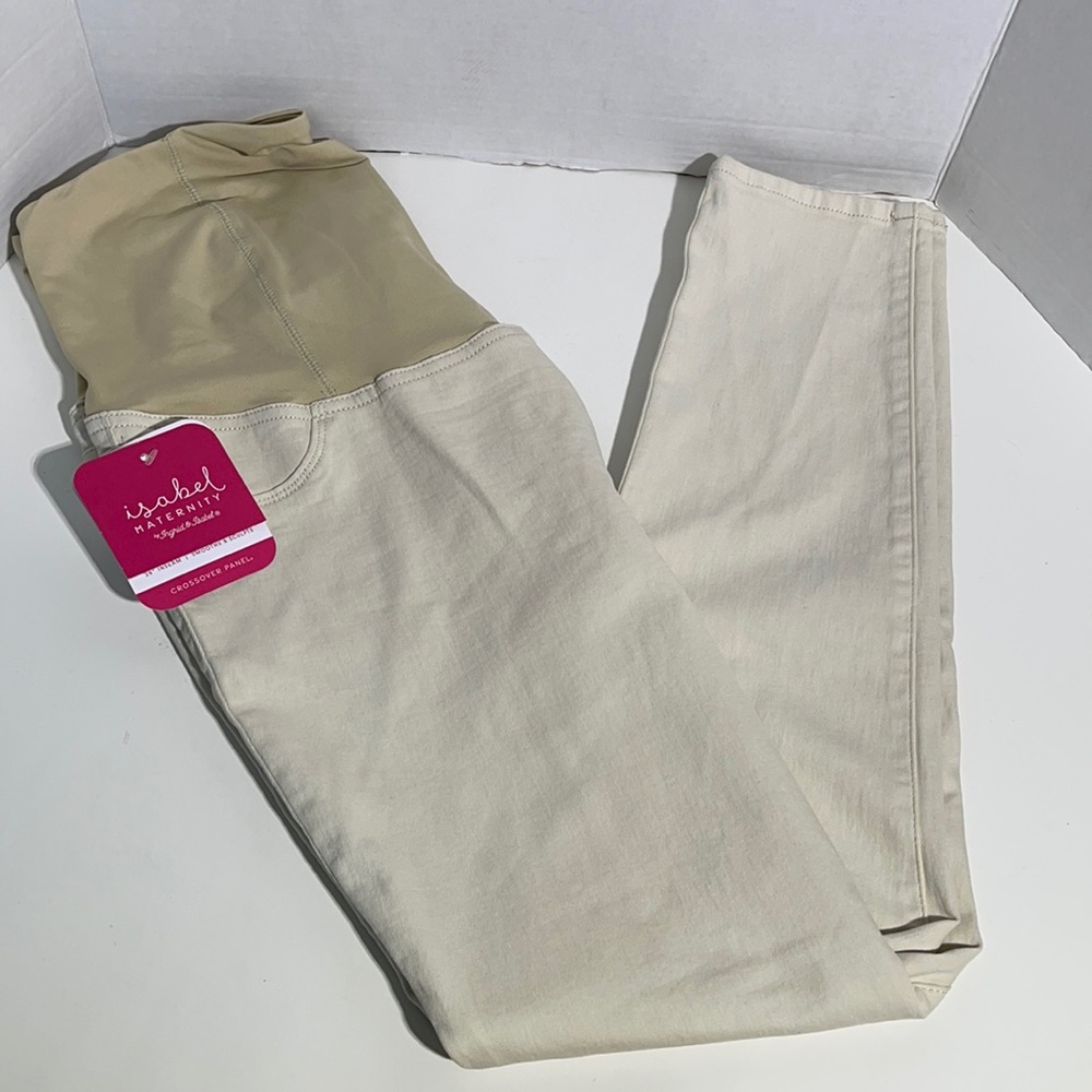 Maternity Tan/Cream Crossover Panel Skinny Jean